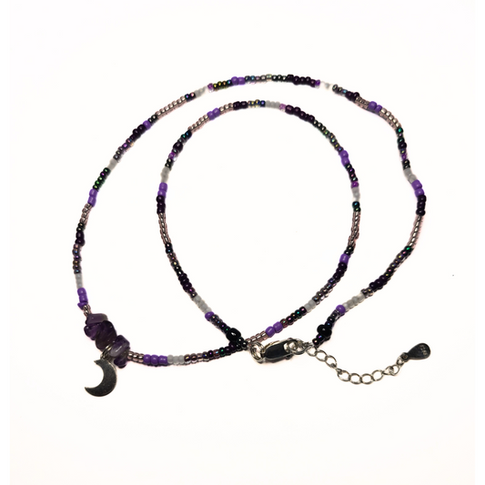 Personalised Crystal Sterling Silver Moon Necklace