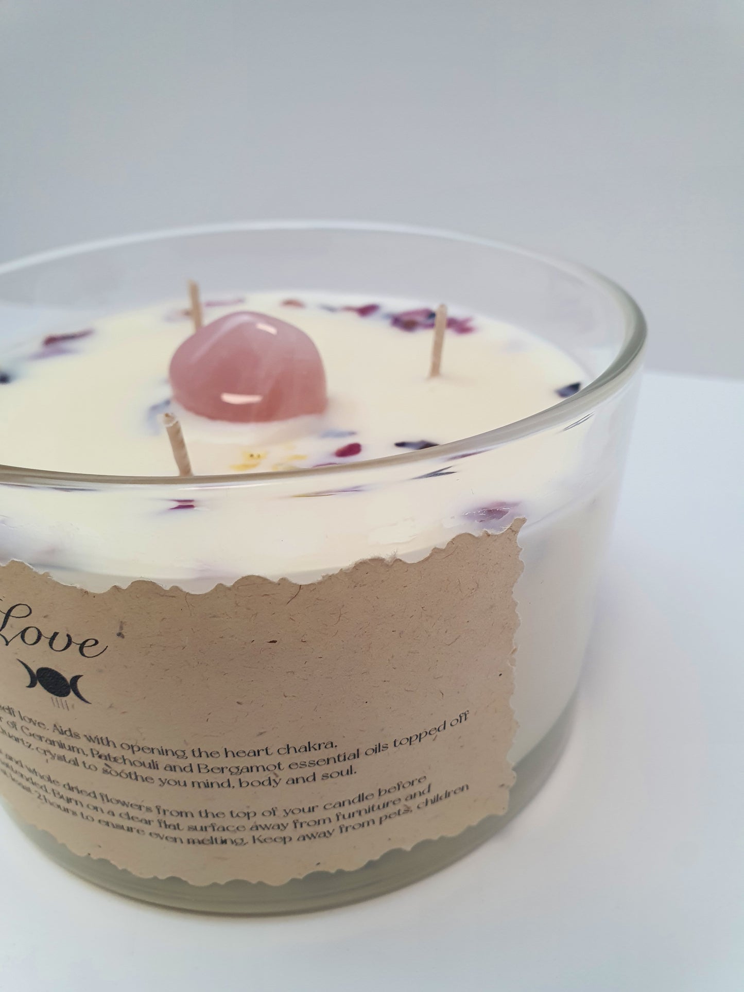 LOVE bowl candle with Rose Quartz