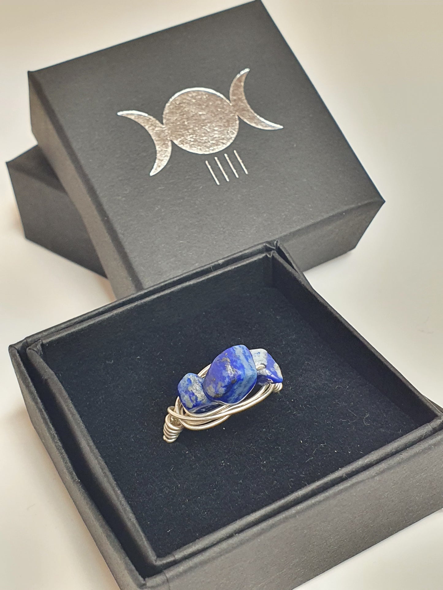 Sterling Silver triple crystal ring. Available in various sizes and stones.