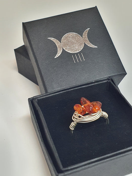 Sterling Silver triple crystal ring. Available in various sizes and stones.