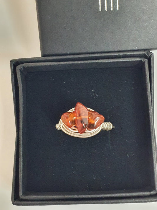 Sterling Silver triple crystal ring. Available in various sizes and stones.