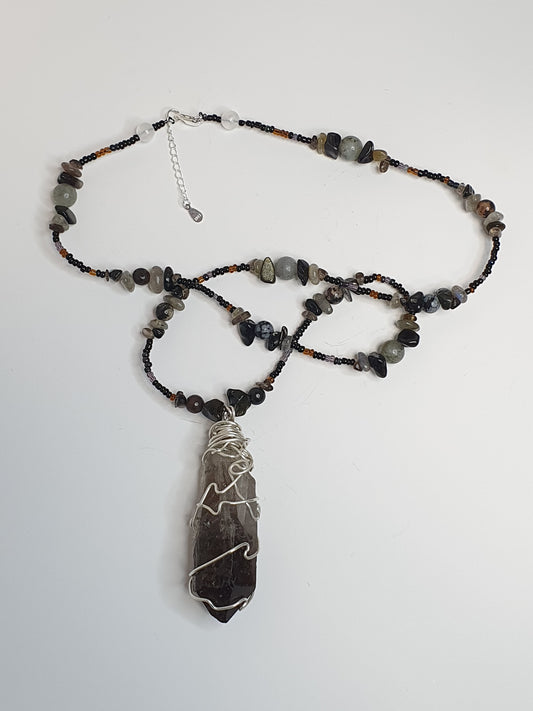 Smoky Quartz Sterling Silver necklace. (24")