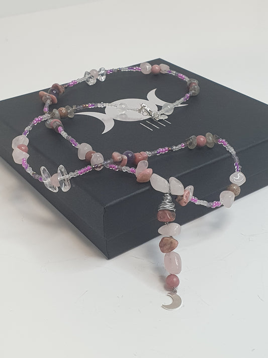 Pink Crystal Moon necklace. (Matching items available.)