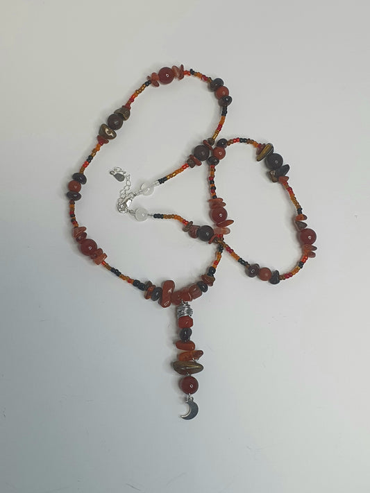 Red Crystal Moon necklace. (Matching items available.)