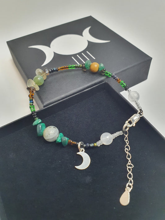 Green Crystal Moon bracelet. (Matching items available.)