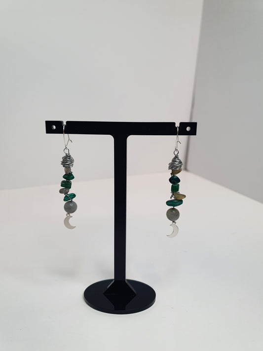 Green Crystal Moon earrings. (Matching items available.)