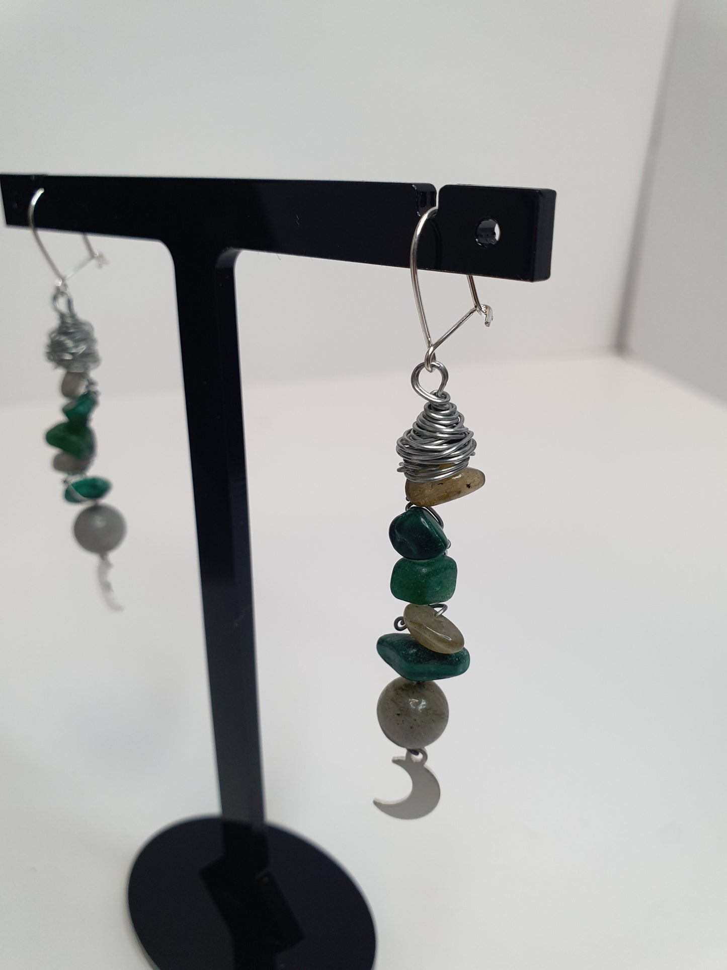 Green Crystal Moon earrings. (Matching items available.)
