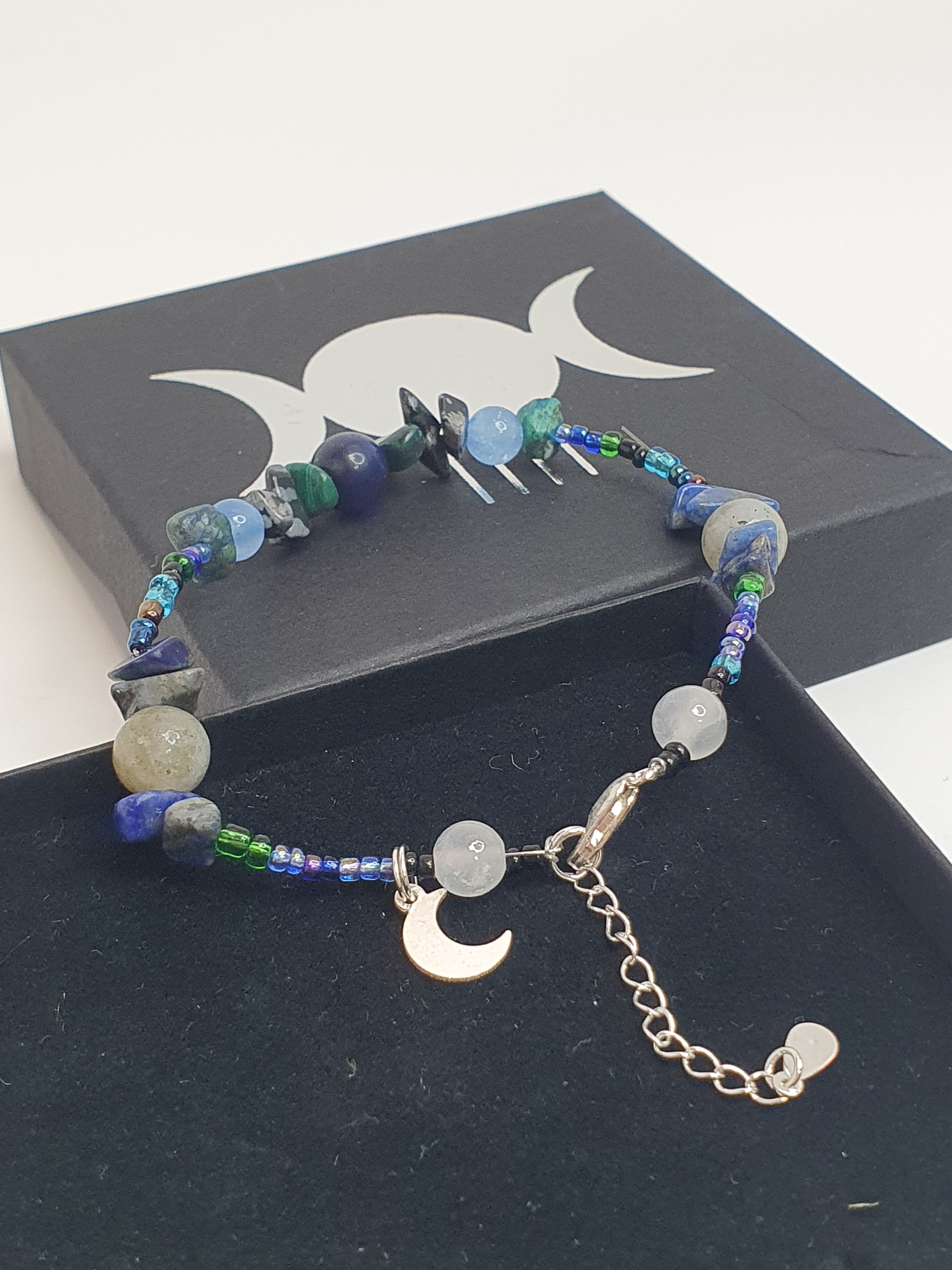 Blue Gem Mini Polyhedral Dice Charm Bracelet – Miss Moonshines Makes