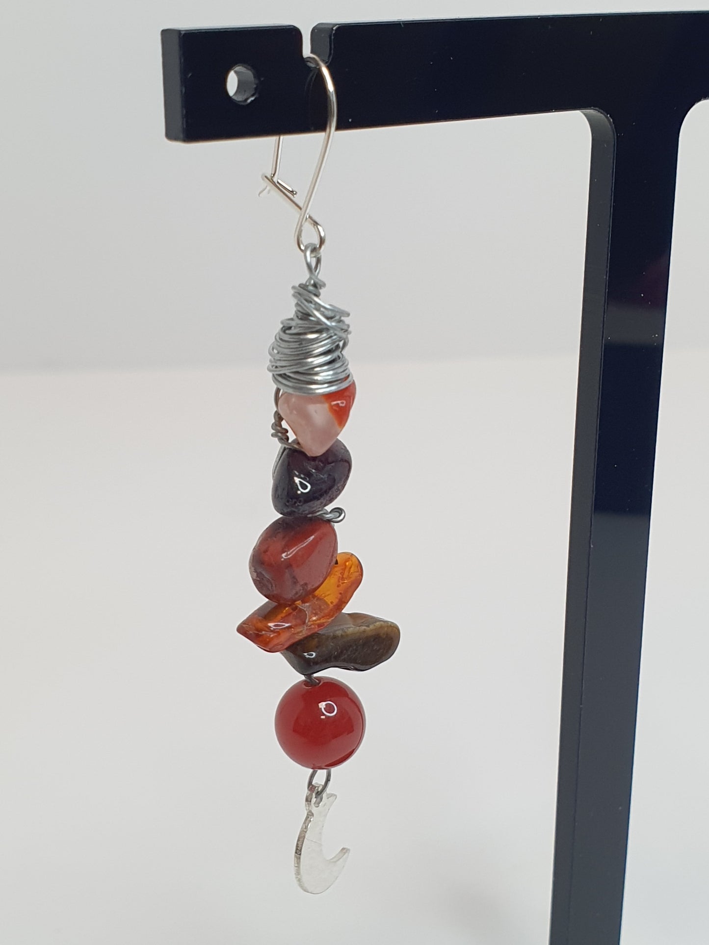 Red crystal moon earrings. (Matching items available.)