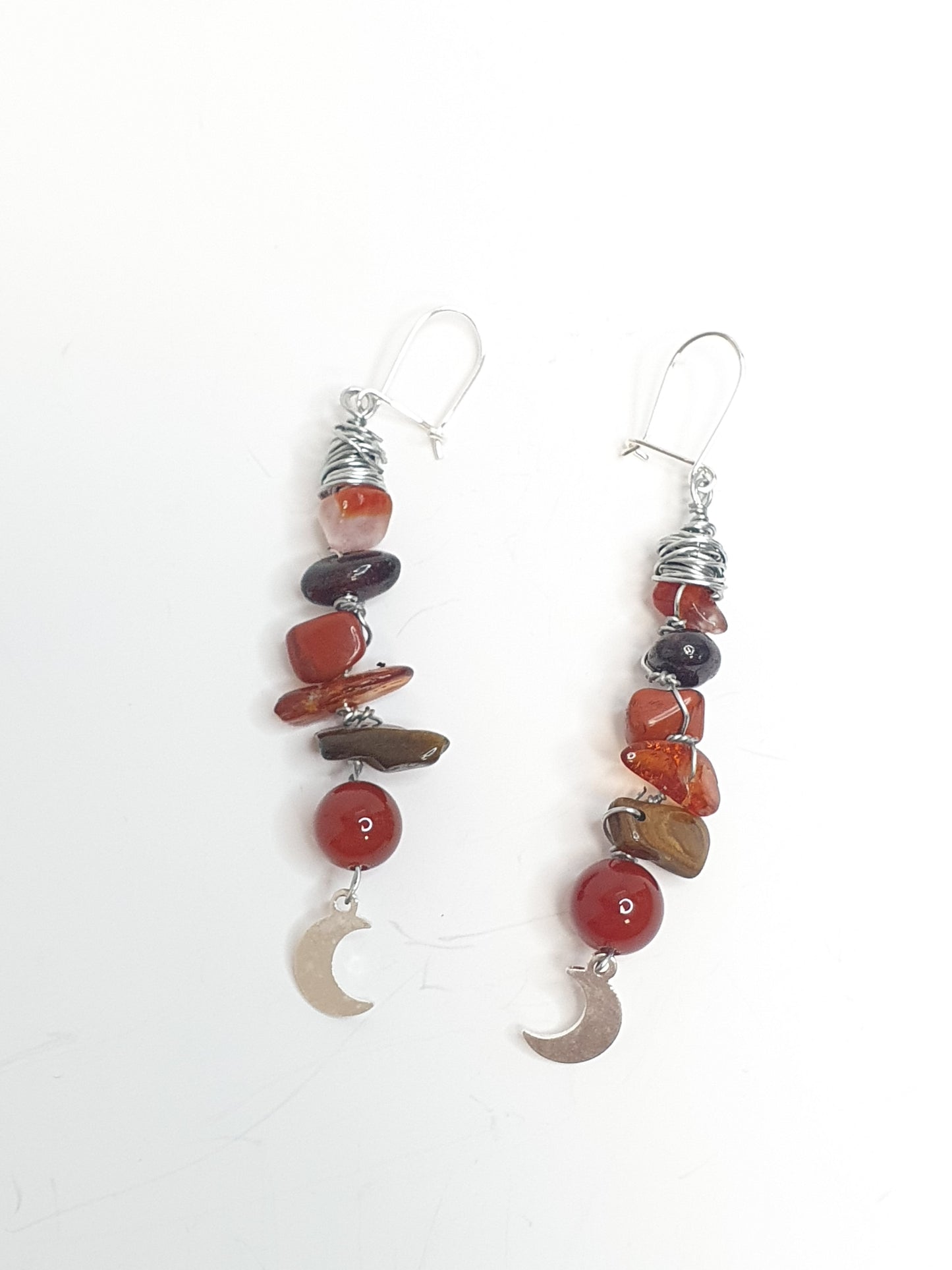 Red crystal moon earrings. (Matching items available.)