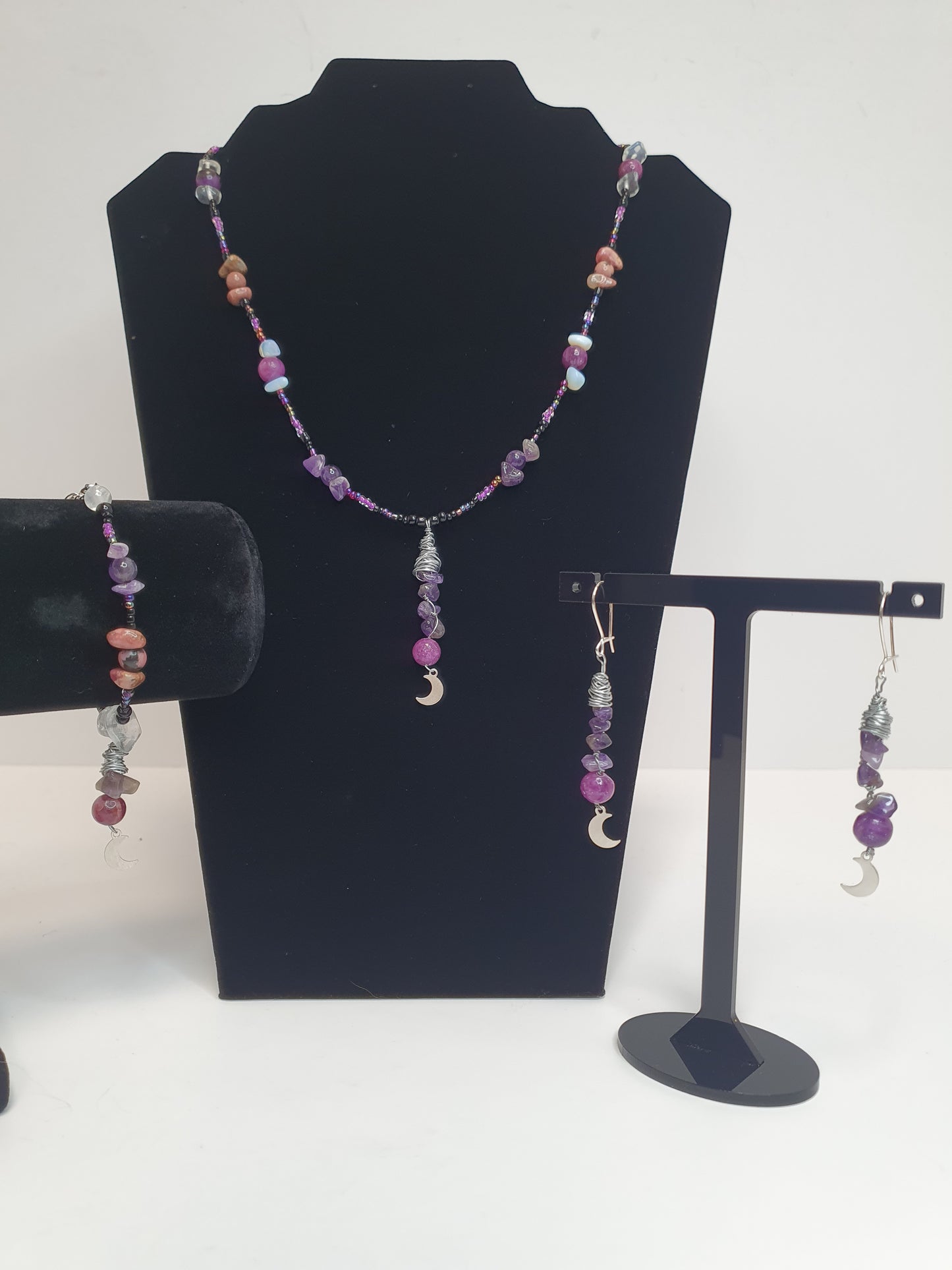 Purple Crystal Moon necklace. (matching items available.)