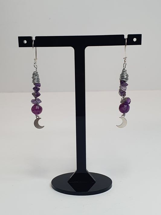 Purple Crystal Moon earrings. (Matching items available.)