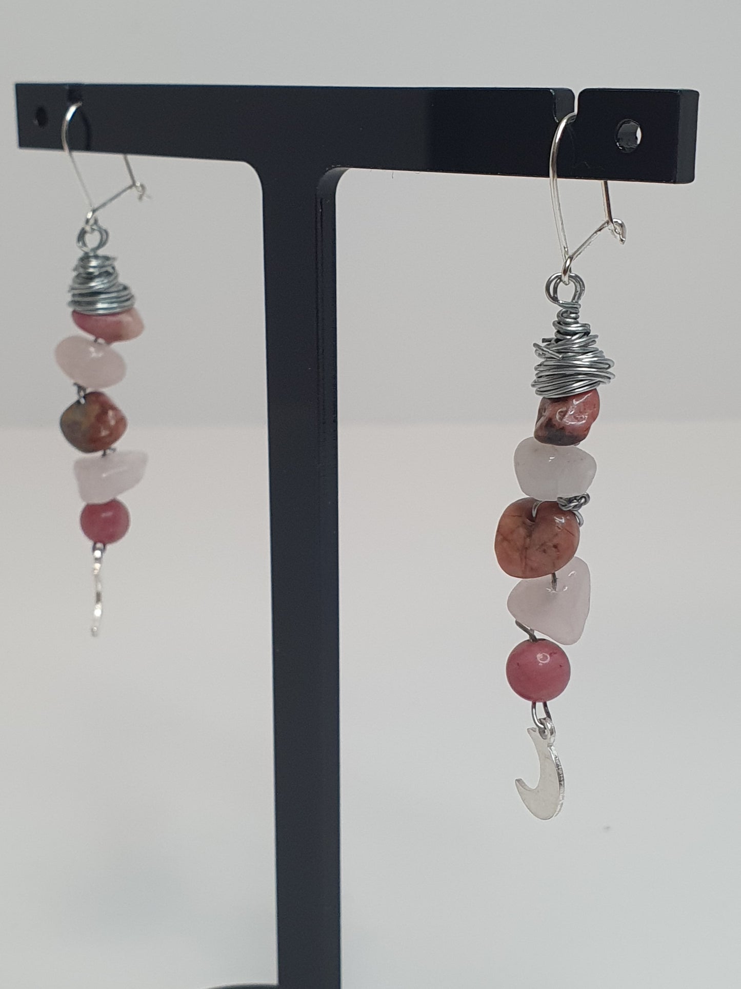Pink Crystal Moon earrings. (Matching items available.)