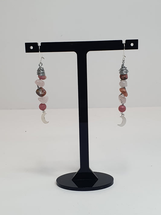 Pink Crystal Moon earrings. (Matching items available.)