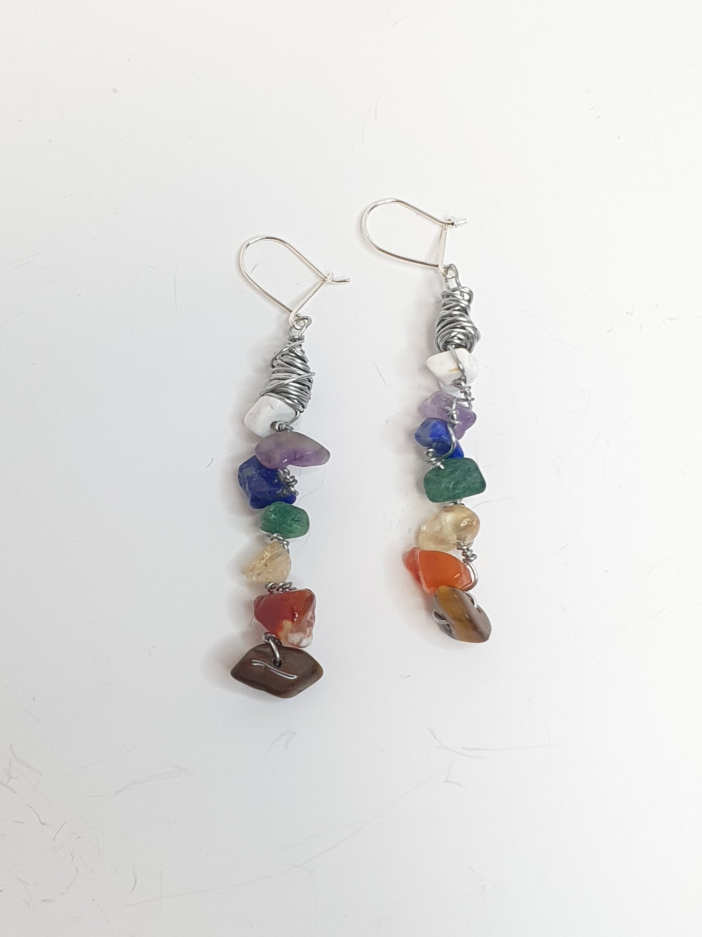Rainbow chakra crystal earrings. (Matching items available.)