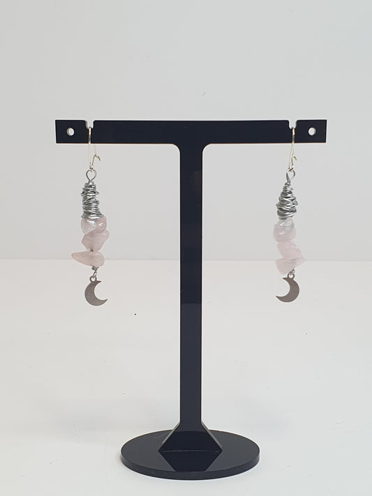Medium Crystal  Moon earrings. (Customise your crystal.)