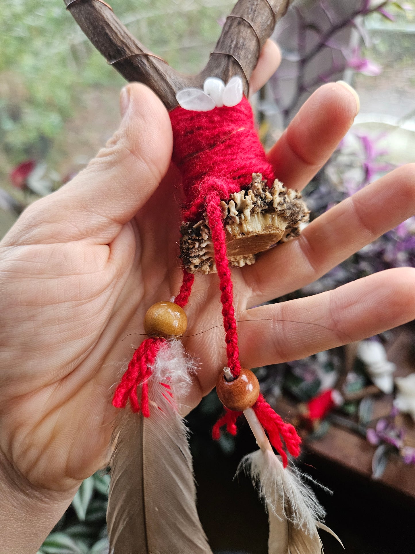 Pair of Red Scottish Deer Antler Sistrum Rattles