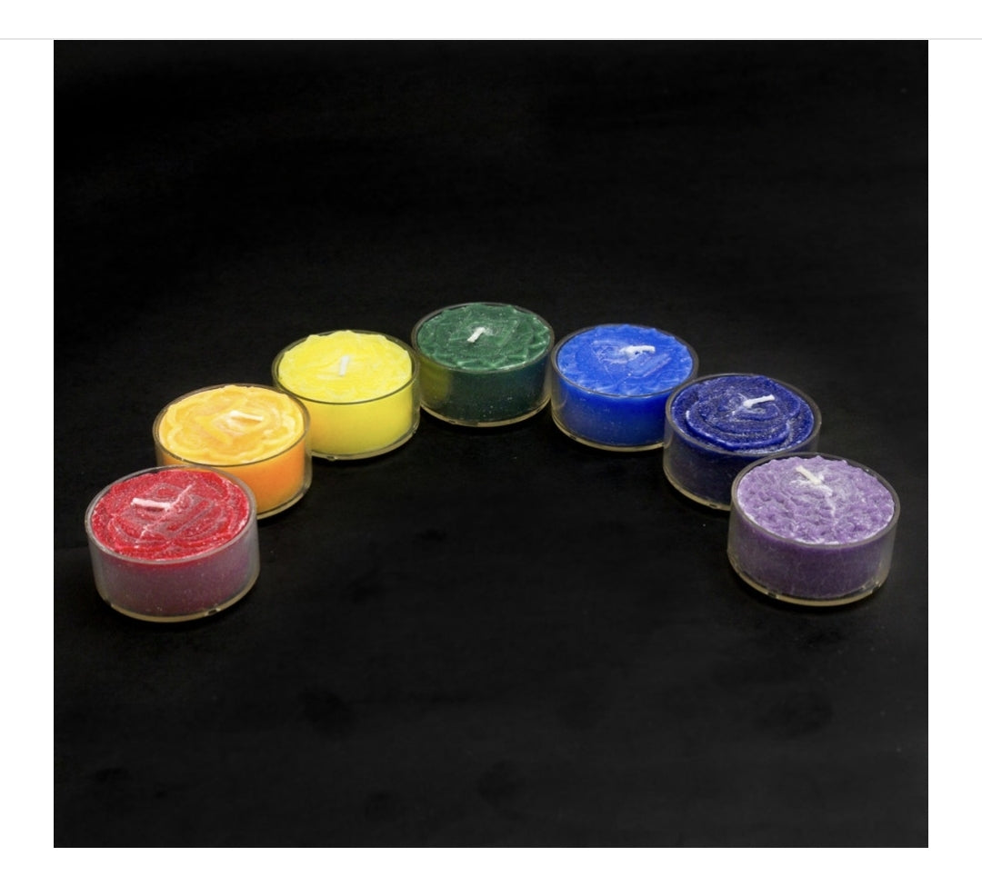 Set of 7 Chakra Tea Light Candles