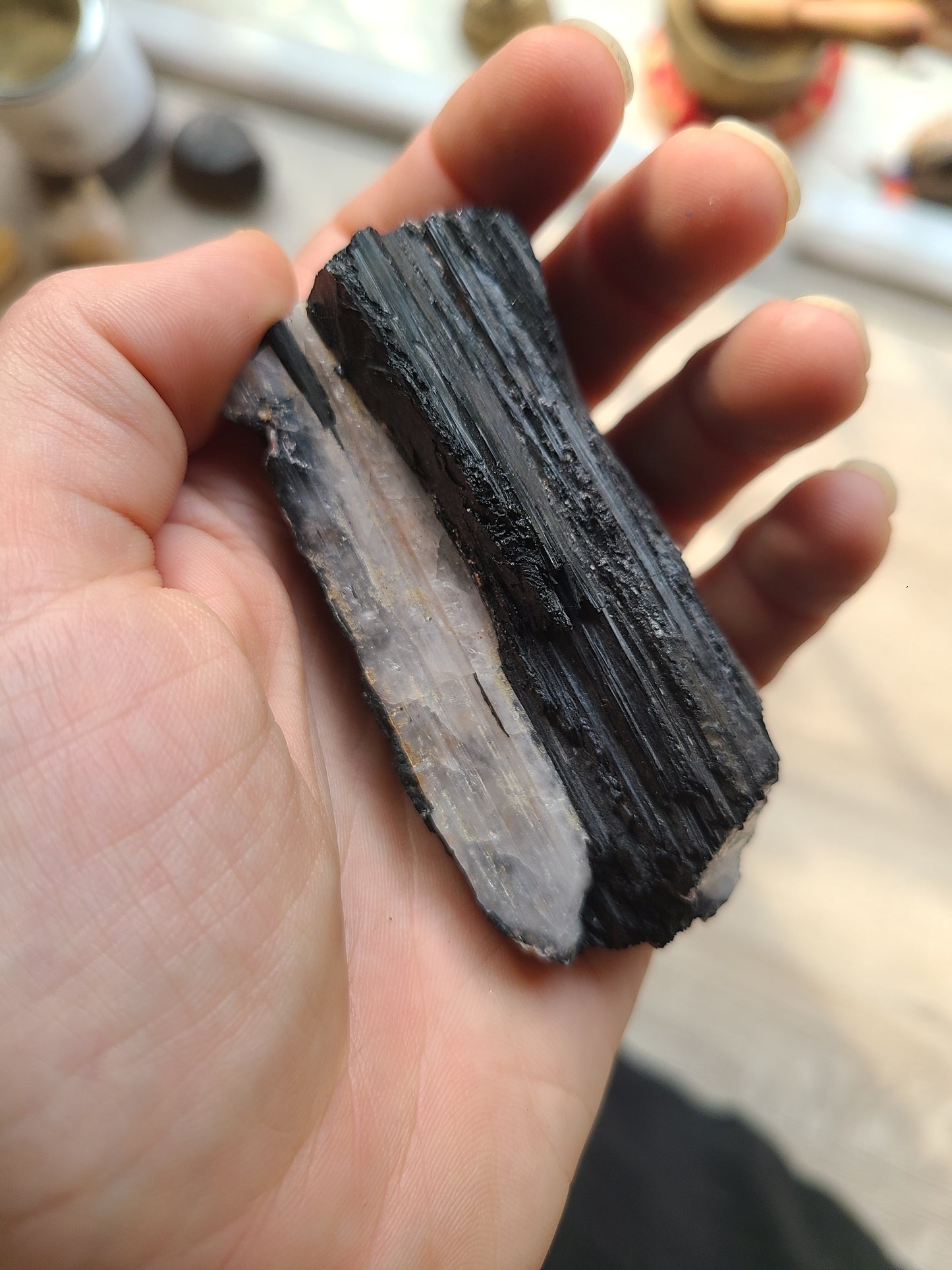 Black Tourmaline with Quartz