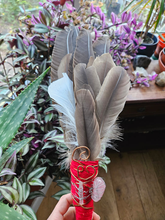 Rose Wood Smudge Fan (goose feathers)