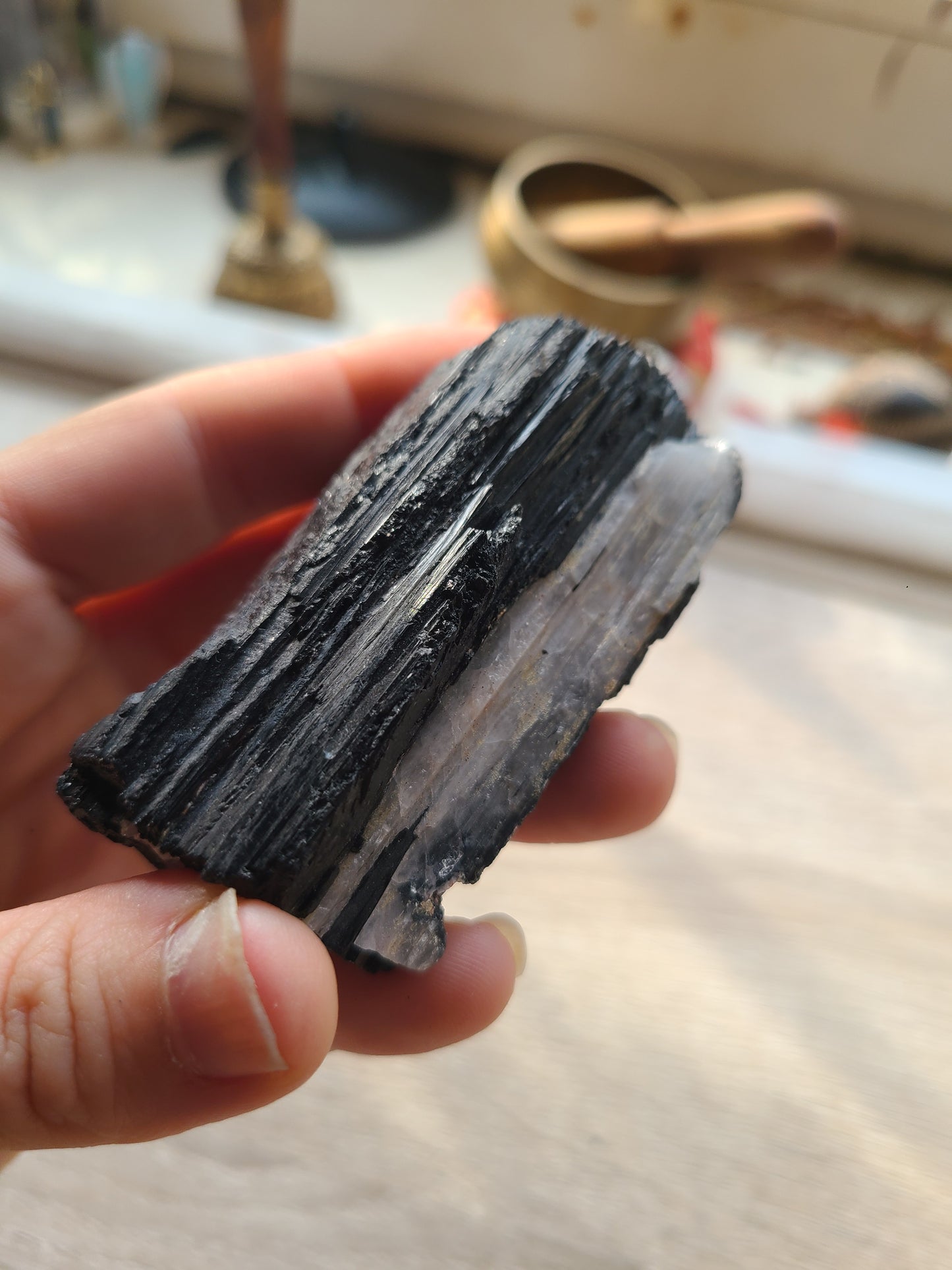 Black Tourmaline with Quartz