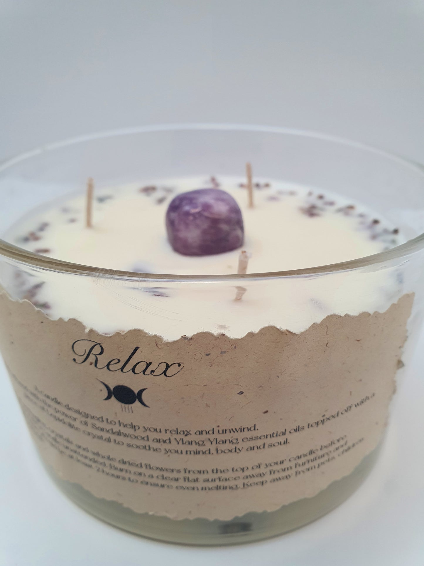 RELAX bowl candle with Lepidolite