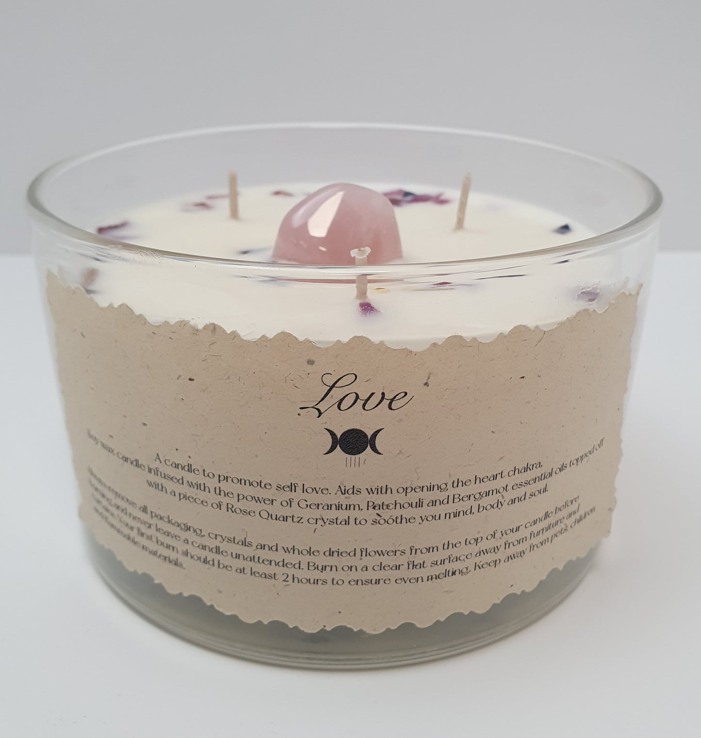 LOVE bowl candle with Rose Quartz