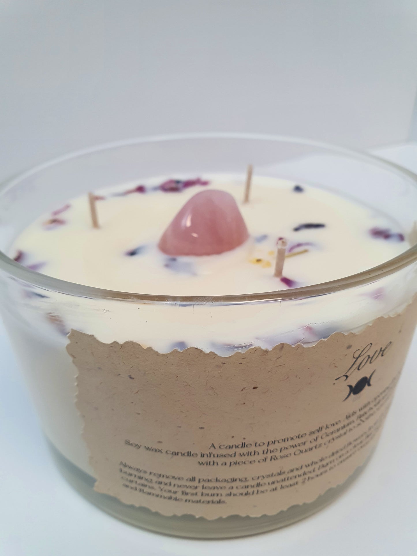 LOVE bowl candle with Rose Quartz