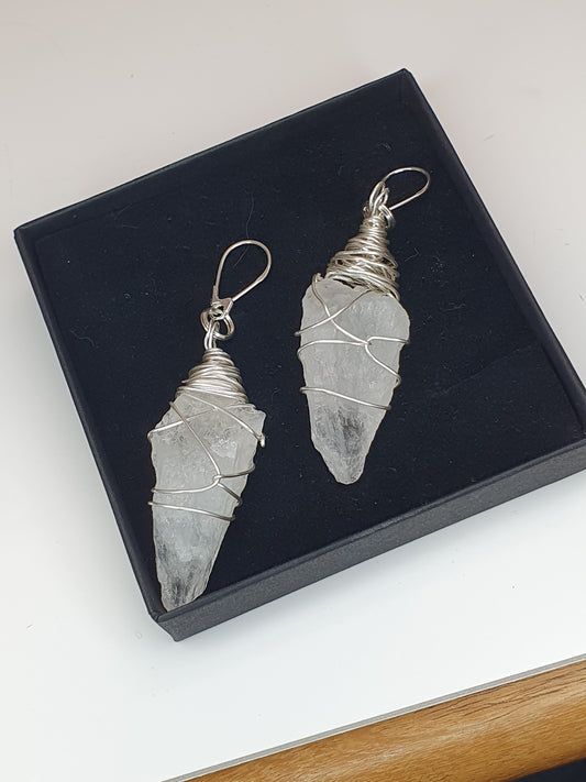 Quartz and sterling silver earrings.