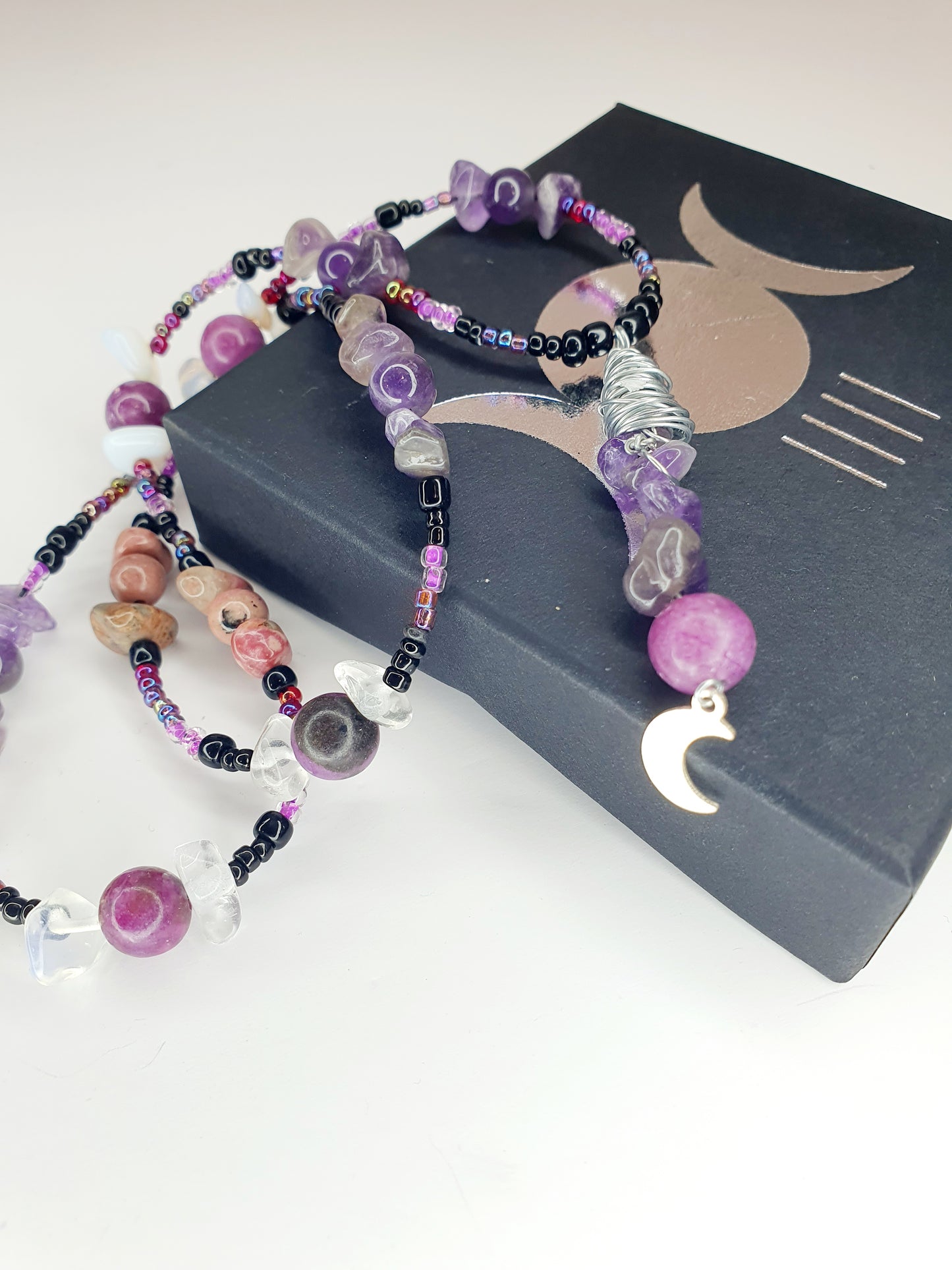 Purple Crystal Moon necklace. (matching items available.)