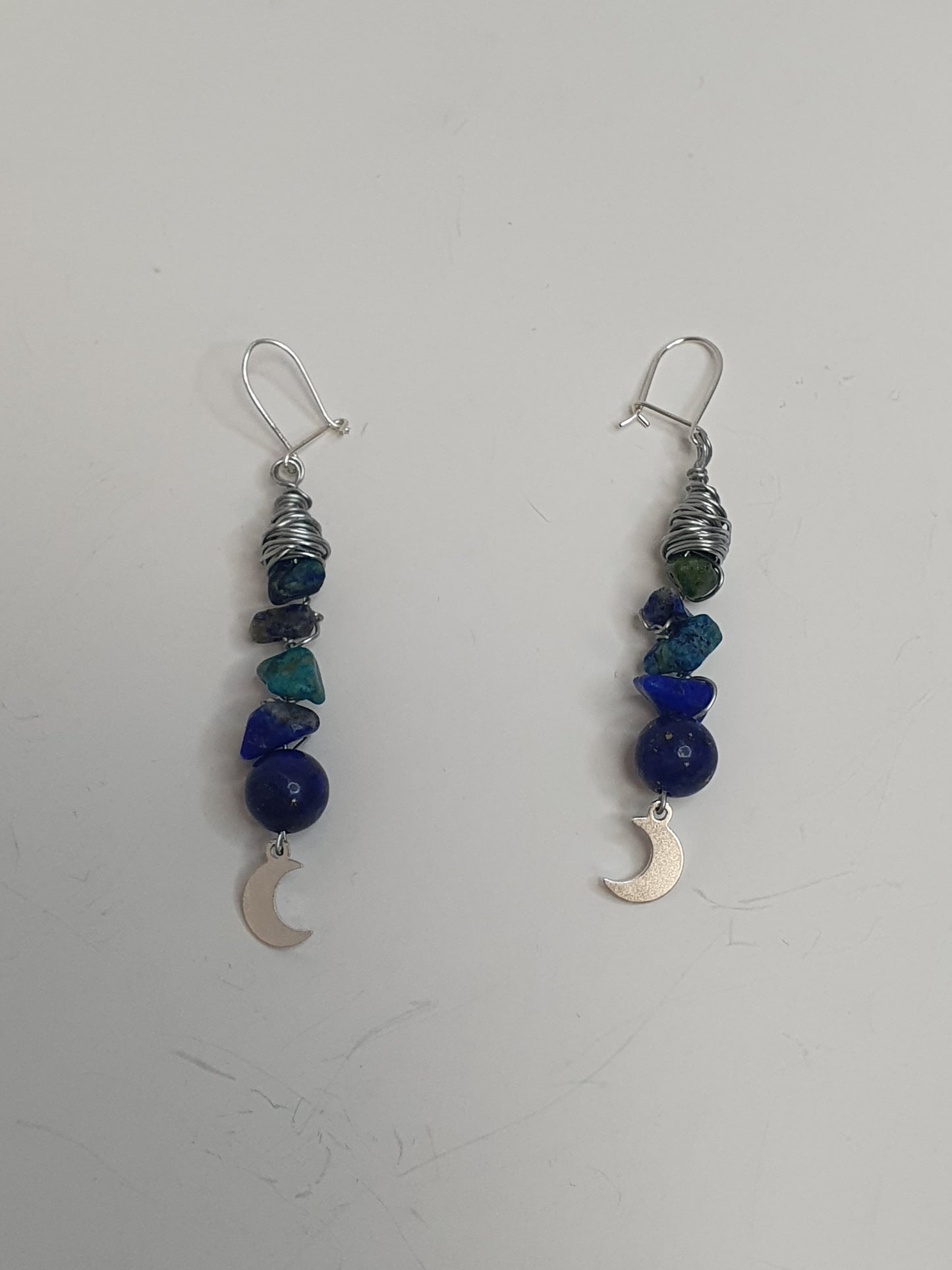 Blue Crystal Moon Earrings. (Matching items available.)