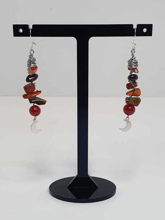 Red crystal moon earrings. (Matching items available.)
