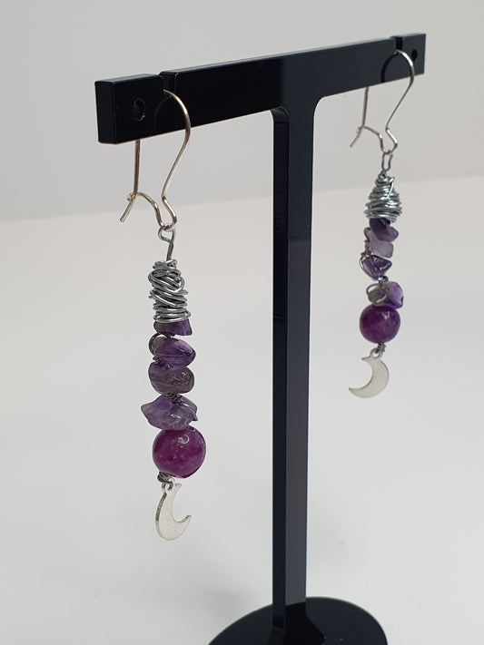 Purple Crystal Moon earrings. (Matching items available.)
