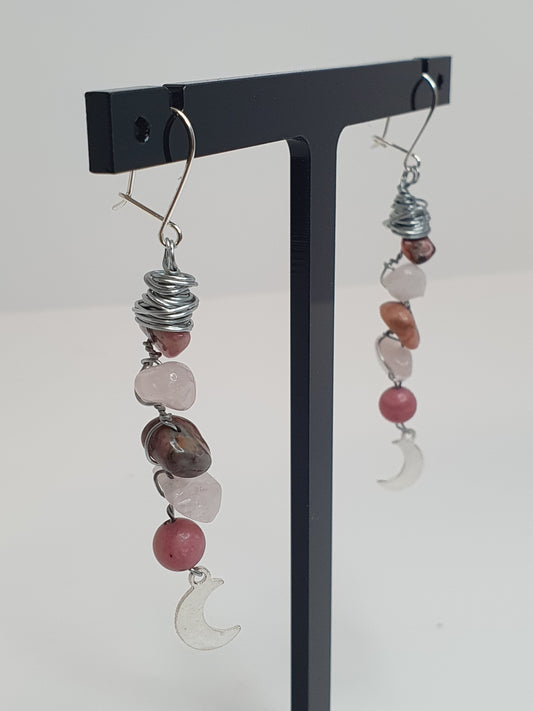 Pink Crystal Moon earrings. (Matching items available.)