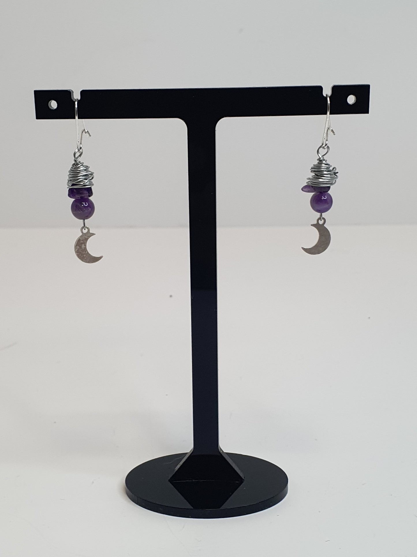 Small crystal moon earrings. (Customise your crystal.)