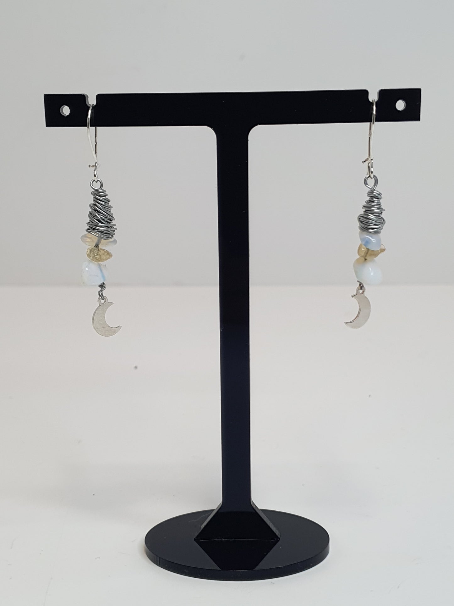 Medium Crystal  Moon earrings. (Customise your crystal.)